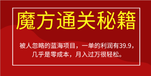 被人忽略的蓝海项目，魔方通关秘籍，一单的利润有39.9，几乎是零成本，月入过万很轻松【揭秘】-品小先-项目发源地
