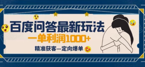 全网首发百度问答新玩法，结合百家号发垂直领域短视频，高效精准获客，定向咨询爆单思路-品小先-项目发源地