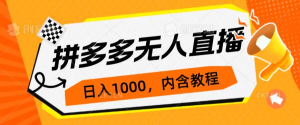 拼多多无人直播不封号玩法,0投入,3天必起,日入1000+-品小先-项目发源地