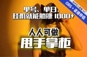 快手、抖音“无人直播”单号单日挂机就能躺赚1000+，这次我就把这当“甩手掌柜”的秘密教给你，人人可做！-品小先-项目发源地