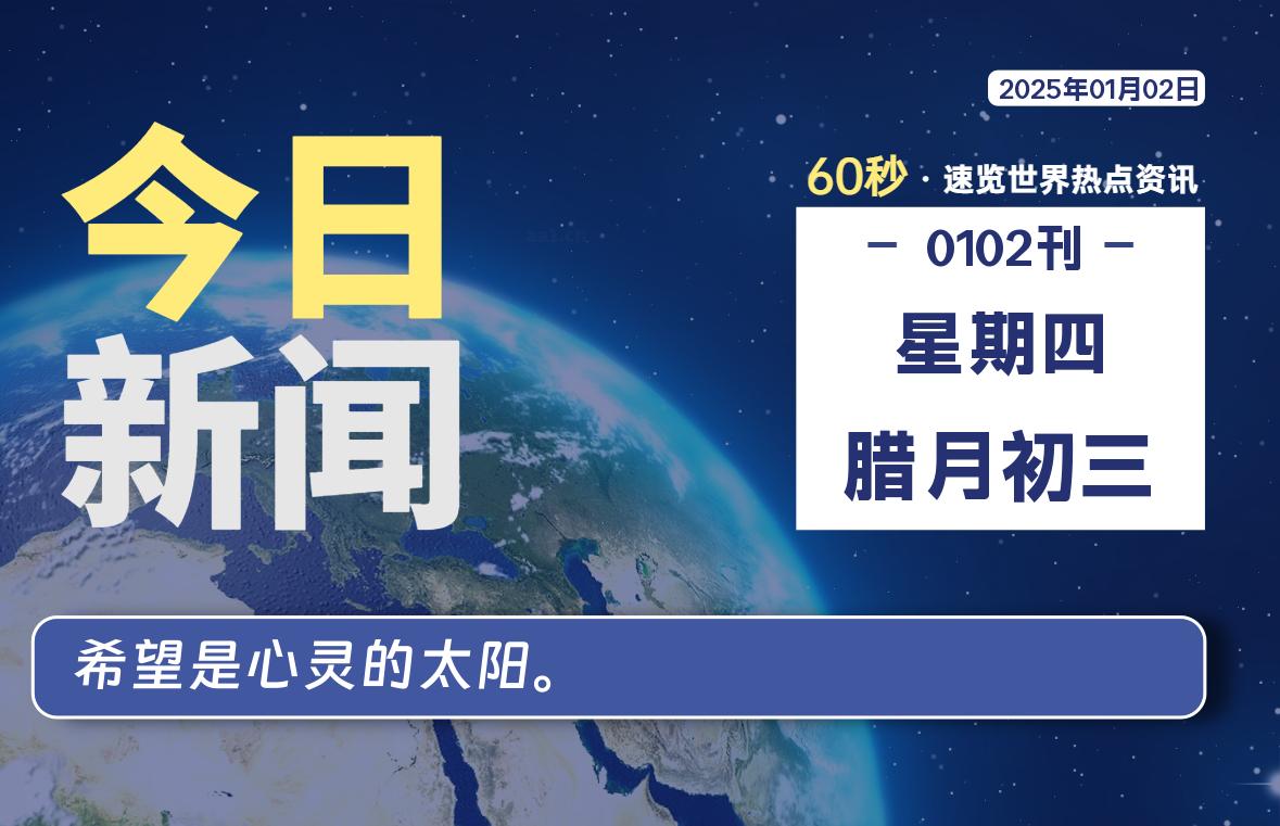 01月02日，星期四，每天60秒读懂全世界！-品小先项目发源地-品小先-项目发源地